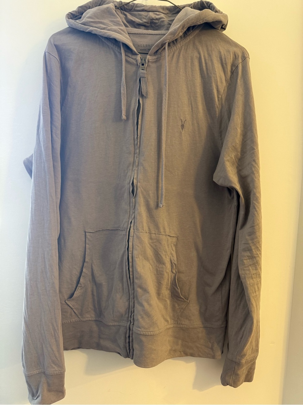 All Saints Men's Zip-Up Cotton Hoodie